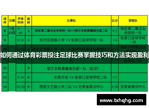 如何通过体育彩票投注足球比赛掌握技巧和方法实现盈利